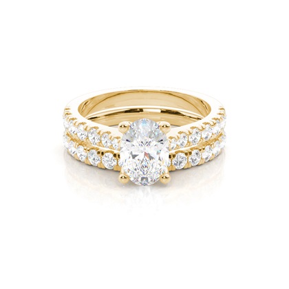 Bridal set with Sidestone Engagement Ring and Matching Diamond Wedding Band