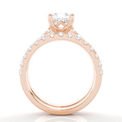 Brautschmuck Set mit Seitensteinen Verlobungsring und Diamant Ehering