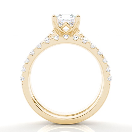 Brautschmuck Set mit Seitensteinen Verlobungsring und Diamant Ehering