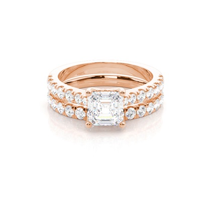 Bridal set with Sidestone Engagement Ring and Matching Diamond Wedding Band