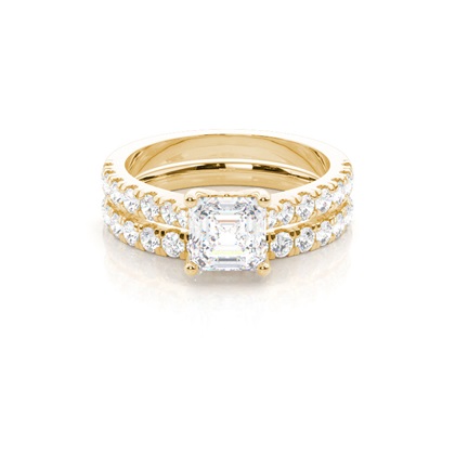 Bridal set with Sidestone Engagement Ring and Matching Diamond Wedding Band