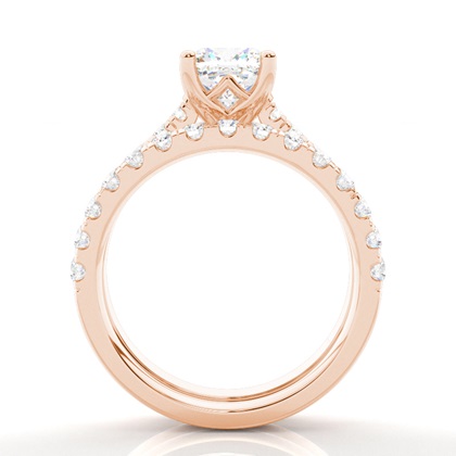 Brautschmuck Set mit Seitensteinen Verlobungsring und Diamant Ehering