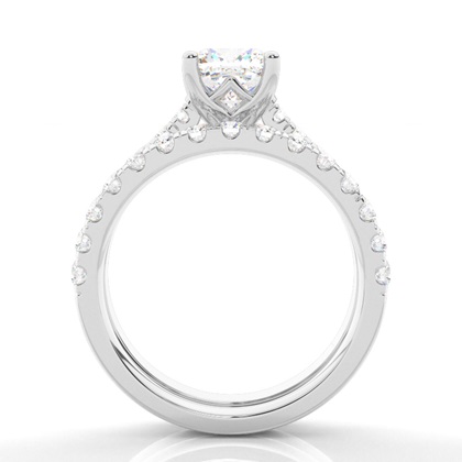 Brautschmuck Set mit Seitensteinen Verlobungsring und Diamant Ehering