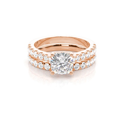 Bridal set with Sidestone Engagement Ring and Matching Diamond Wedding Band