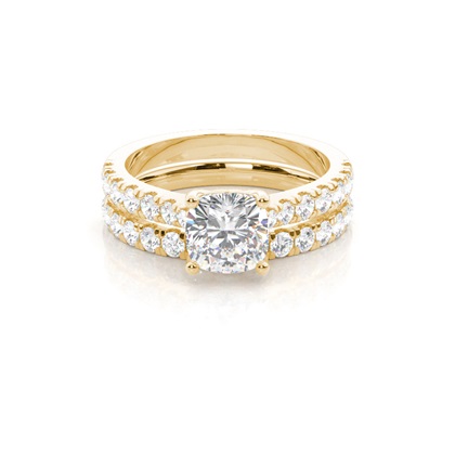 Bridal set with Sidestone Engagement Ring and Matching Diamond Wedding Band