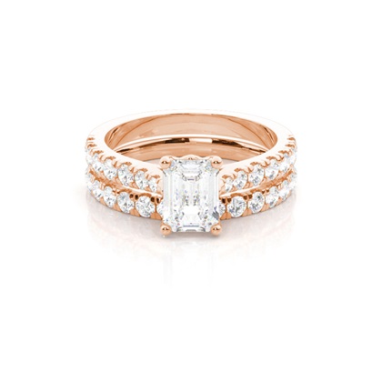 Bridal set with Sidestone Engagement Ring and Matching Diamond Wedding Band