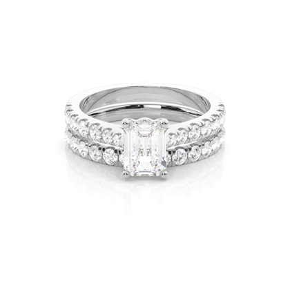 Emerald Bridal Set Diamond Engagement Rings