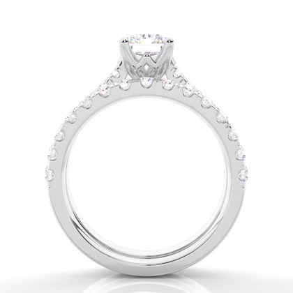 Brautschmuck Set mit Seitensteinen Verlobungsring und Diamant Ehering