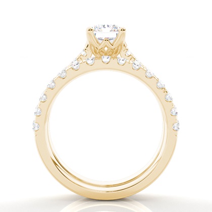 Brautschmuck Set mit Seitensteinen Verlobungsring und Diamant Ehering