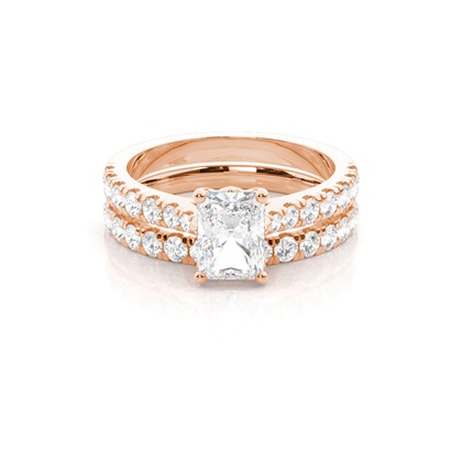 Bridal set with Sidestone Engagement Ring and Matching Diamond Wedding Band