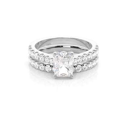 Bridal set with Sidestone Engagement Ring and Matching Diamond Wedding Band
