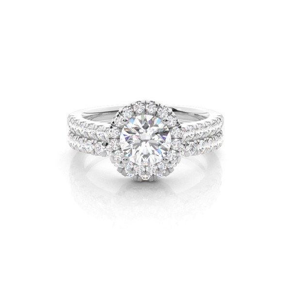 Bridal set with Sidestone Engagement Ring and Matching Diamond Wedding Band