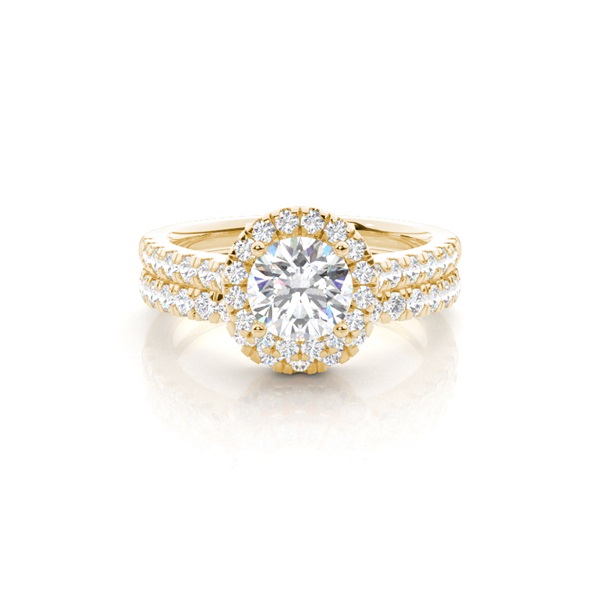 Bridal set with Sidestone Engagement Ring and Matching Diamond Wedding Band