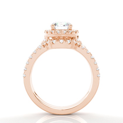 Brautschmuck Set mit Seitensteinen Verlobungsring und Diamant Ehering