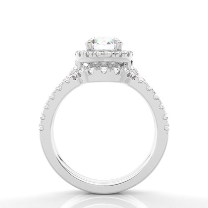 Brautschmuck Set mit Seitensteinen Verlobungsring und Diamant Ehering