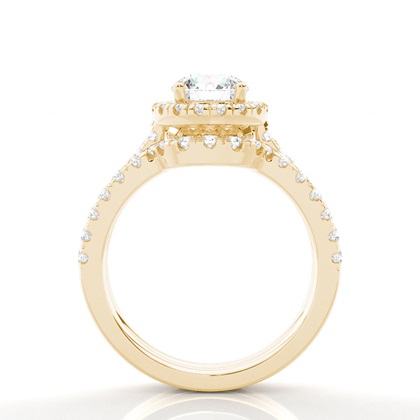 Brautschmuck Set mit Seitensteinen Verlobungsring und Diamant Ehering