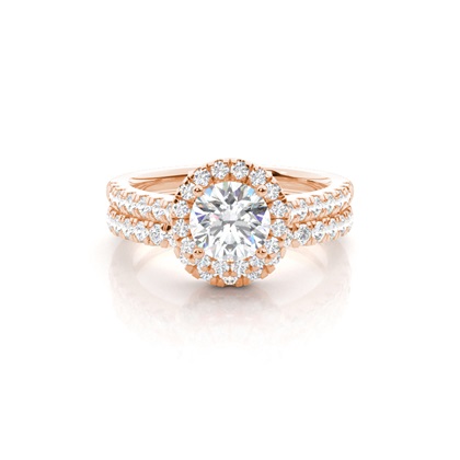Bridal set with Sidestone Engagement Ring and Matching Diamond Wedding Band
