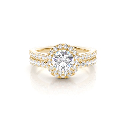 Bridal set with Sidestone Engagement Ring and Matching Diamond Wedding Band