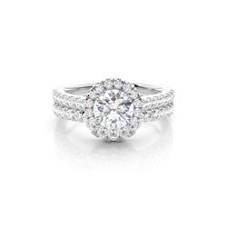 Bridal set with Sidestone Engagement Ring and Matching Diamond Wedding Band