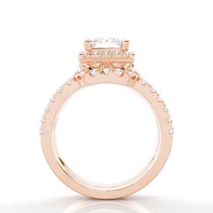 Brautschmuck Set mit Seitensteinen Verlobungsring und Diamant Ehering