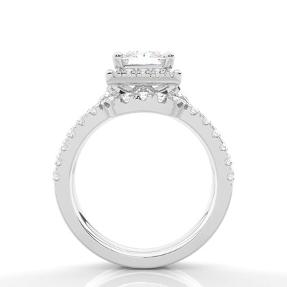 Brautschmuck Set mit Seitensteinen Verlobungsring und Diamant Ehering