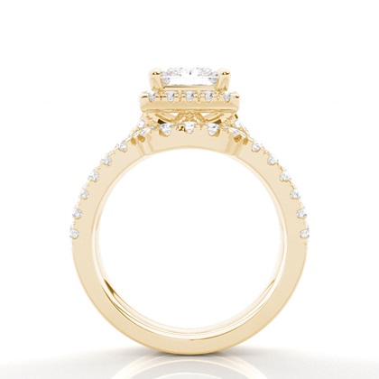 Brautschmuck Set mit Seitensteinen Verlobungsring und Diamant Ehering