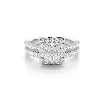 Bridal set with Sidestone Engagement Ring and Matching Diamond Wedding Band