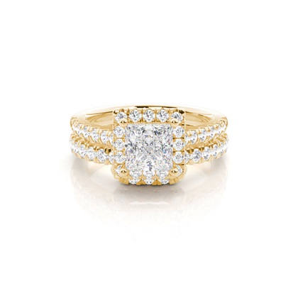 Bridal set with Sidestone Engagement Ring and Matching Diamond Wedding Band