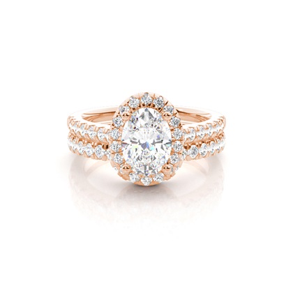 Bridal set with Sidestone Engagement Ring and Matching Diamond Wedding Band