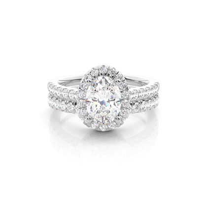Bridal set with Sidestone Engagement Ring and Matching Diamond Wedding Band