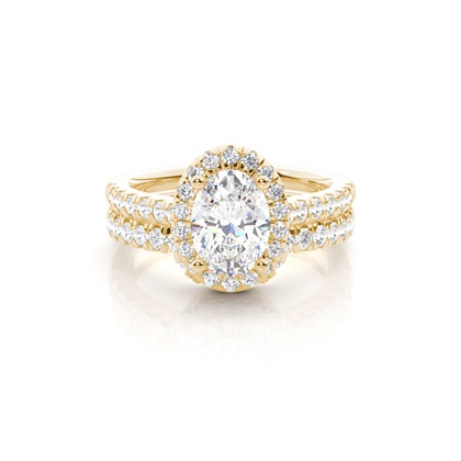 Bridal set with Sidestone Engagement Ring and Matching Diamond Wedding Band