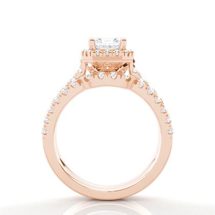 Brautschmuck Set mit Seitensteinen Verlobungsring und Diamant Ehering