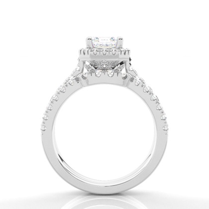 Brautschmuck Set mit Seitensteinen Verlobungsring und Diamant Ehering