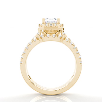 Brautschmuck Set mit Seitensteinen Verlobungsring und Diamant Ehering