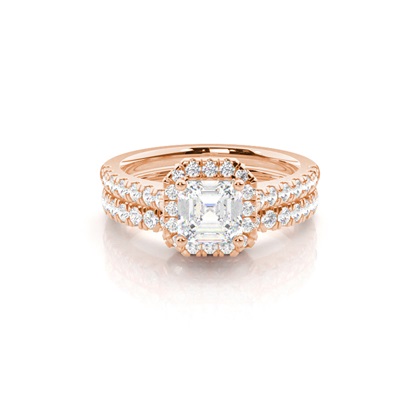 Bridal set with Sidestone Engagement Ring and Matching Diamond Wedding Band