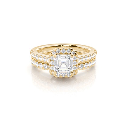Bridal set with Sidestone Engagement Ring and Matching Diamond Wedding Band