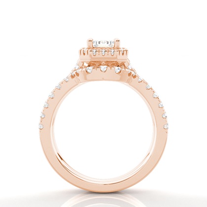 Brautschmuck Set mit Seitensteinen Verlobungsring und Diamant Ehering