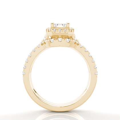 Brautschmuck Set mit Seitensteinen Verlobungsring und Diamant Ehering