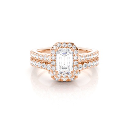 Bridal set with Sidestone Engagement Ring and Matching Diamond Wedding Band