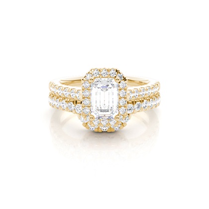 Bridal set with Sidestone Engagement Ring and Matching Diamond Wedding Band