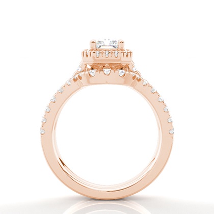 Brautschmuck Set mit Seitensteinen Verlobungsring und Diamant Ehering