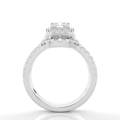 Brautschmuck Set mit Seitensteinen Verlobungsring und Diamant Ehering