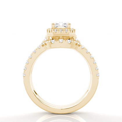 Brautschmuck Set mit Seitensteinen Verlobungsring und Diamant Ehering