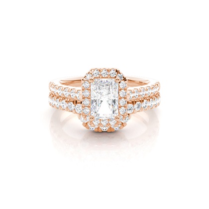 Bridal set with Sidestone Engagement Ring and Matching Diamond Wedding Band