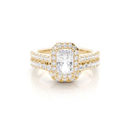 Bridal set with Sidestone Engagement Ring and Matching Diamond Wedding Band