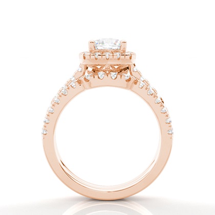 Brautschmuck Set mit Seitensteinen Verlobungsring und Diamant Ehering