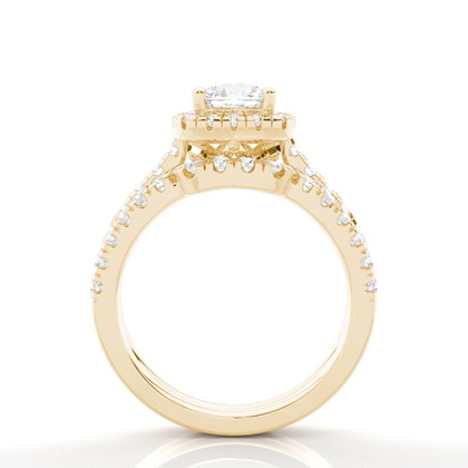 Brautschmuck Set mit Seitensteinen Verlobungsring und Diamant Ehering