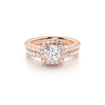 Bridal set with Sidestone Engagement Ring and Matching Diamond Wedding Band
