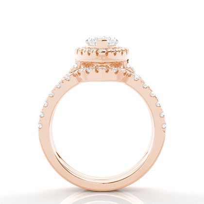 Brautschmuck Set mit Seitensteinen Verlobungsring und Diamant Ehering