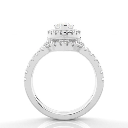 Brautschmuck Set mit Seitensteinen Verlobungsring und Diamant Ehering